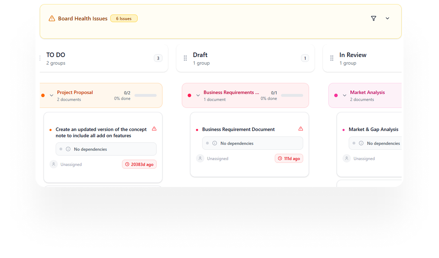 Kanban Board showing project management interface